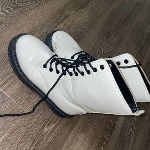 White combat boots